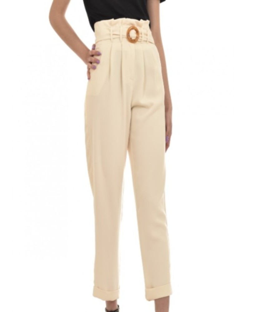 Belted trousers with pleats