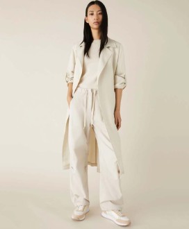 Linen-blend duster coat