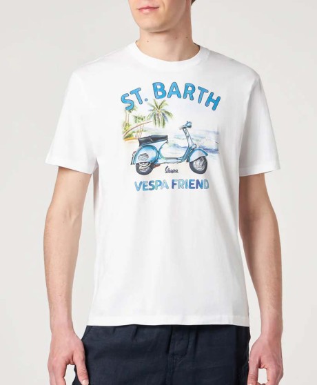 Man cotton t-shirt with St. Barth Vespa Friend print