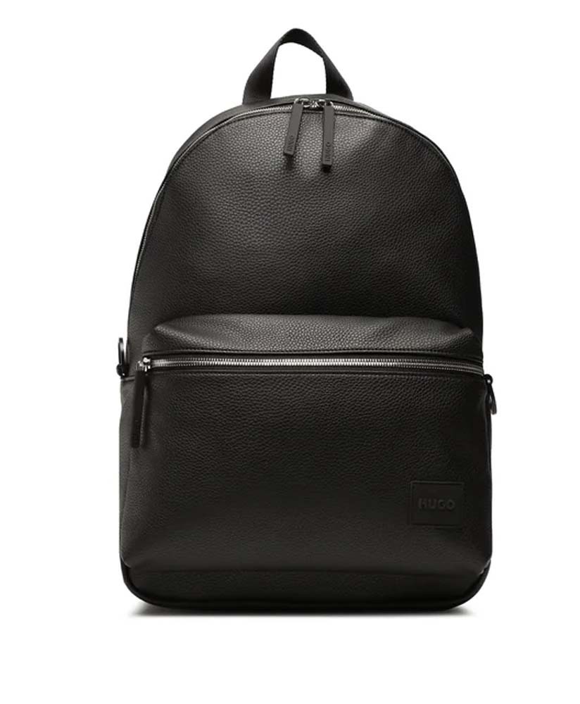 GRAINED FAUX-LEATHER BACKPACK