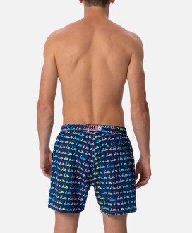 Man lightweight fabric swim-shorts Lighting Micro Fantasy with Vespa print