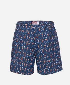 Man lightweight fabric swim-shorts Lighting Micro Fantasy with Aperol Spritz print