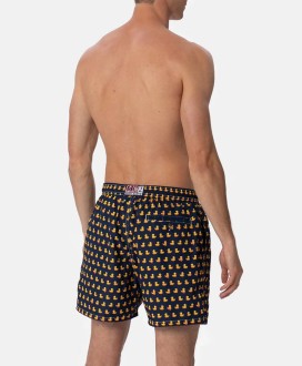 Man lightweight fabric swim-shorts Lighting Micro Fantasy with ducky print