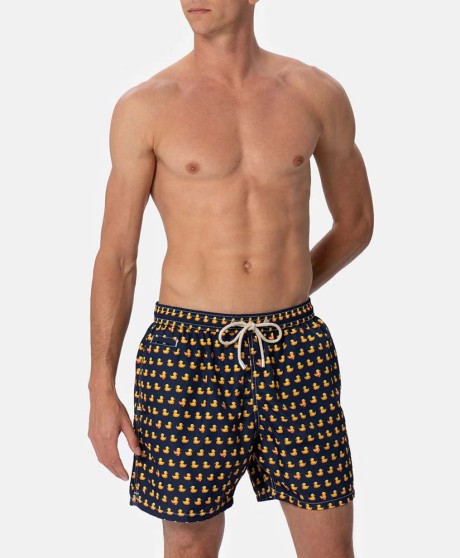 Man lightweight fabric swim-shorts Lighting Micro Fantasy with ducky print