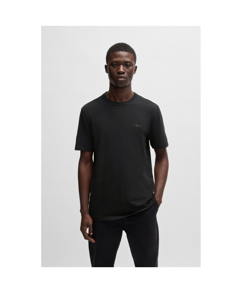 Boss Regular-fit T-shirt in cotton with mouline logo