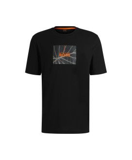 Boss Crew-neck T-shirt in cotton with seasonal artwork