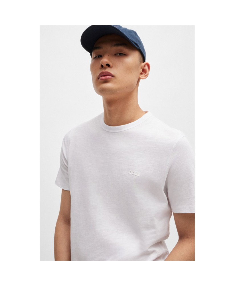 Boss Regular-fit T-shirt in cotton with mouline logo