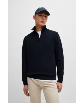 Boss Zip-neck sweatshirt in cotton terry with...