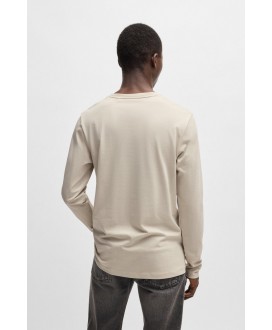 Boss Long-sleeved T-shirt in cotton with woven logo patch