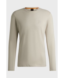 Boss Long-sleeved T-shirt in cotton with woven logo patch