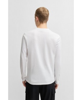 Boss Long-sleeved T-shirt in cotton with woven logo patch