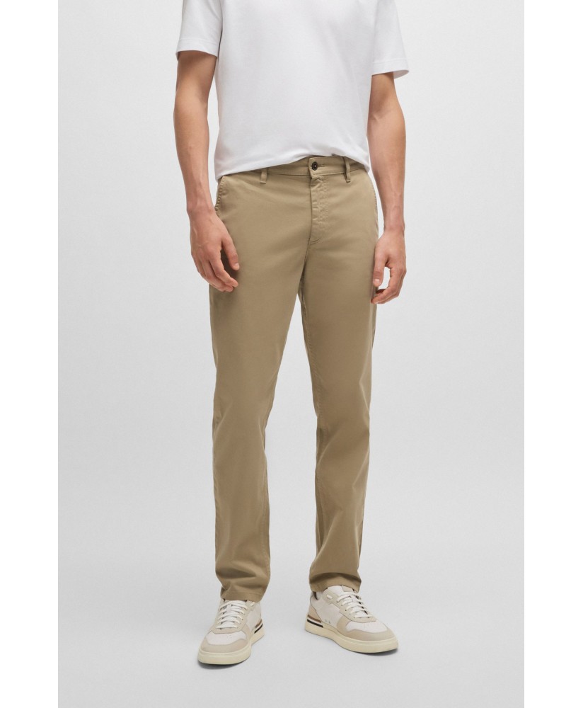 Boss Tapered-fit chinos in stretch-cotton satin