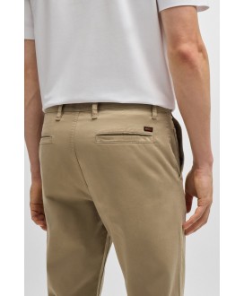 Boss Tapered-fit chinos in stretch-cotton satin