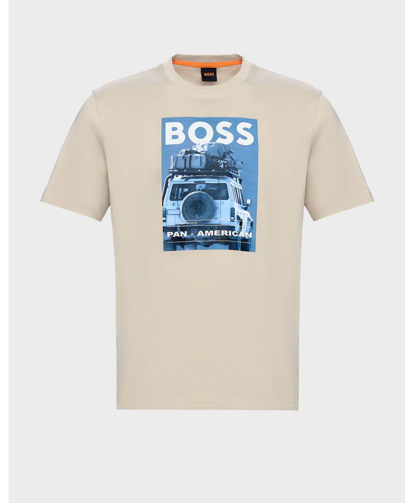 Boss Cotton-jersey T-shirt with road trip-inspired graphics