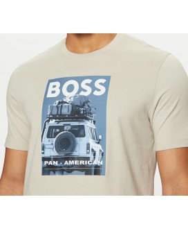 Boss Cotton-jersey T-shirt with road trip-inspired graphics