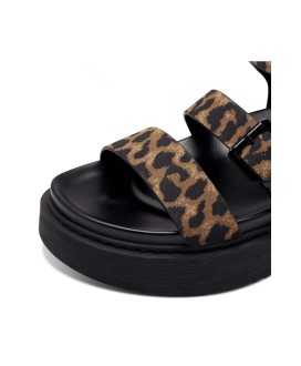 Flat Sandal καφέ λεοπάρ