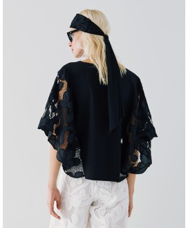 Μπλούζα oversized με broderie λεπτομέρειες