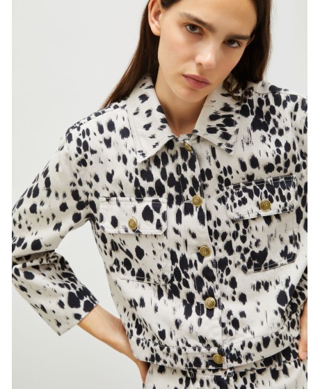 Printed cotton jacket - WOOL WHITE