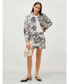 Printed cotton jacket - WOOL WHITE