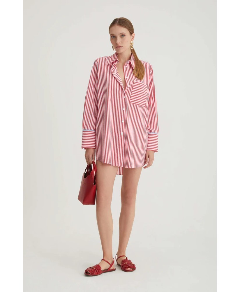 Stretch poplin striped shirt