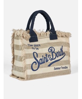 Cotton canvas Vanity tote bag with beige...
