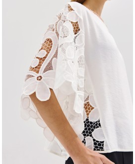 Μπλούζα oversized με broderie λεπτομέρειες