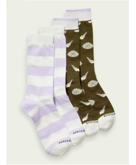 Printed cotton-blend socks