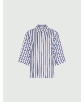Straight-fit linen and cotton-blend shirt - WHITE