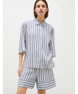 Straight-fit linen and cotton-blend shirt - WHITE