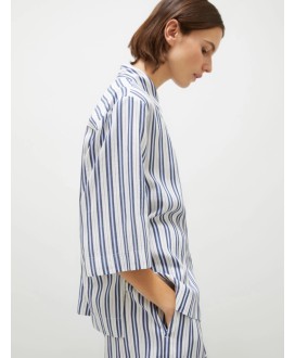 Straight-fit linen and cotton-blend shirt - WHITE
