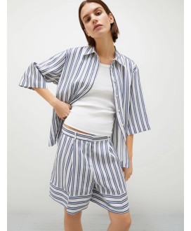 Straight-fit linen and cotton-blend shirt - WHITE