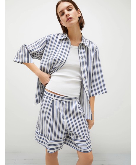 Straight-fit linen and cotton-blend shirt - WHITE