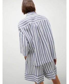 Straight-fit linen and cotton-blend shirt - WHITE