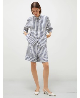 Straight-fit linen and cotton-blend shirt - WHITE