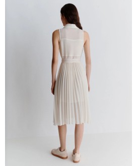 Technical mesh shirt dress - WHITE