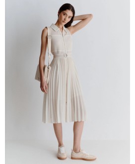 Technical mesh shirt dress - WHITE