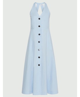 Sleeveless stretch poplin dress - Light blue