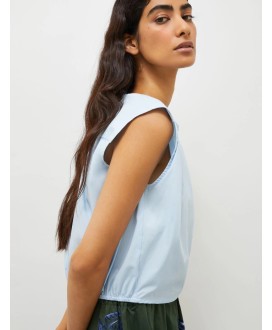 Stretch cotton blouse - Light blue