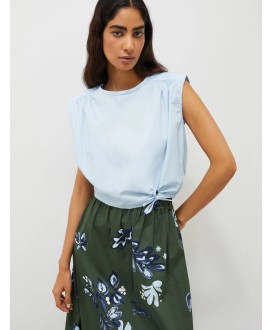 Stretch cotton blouse - Light blue