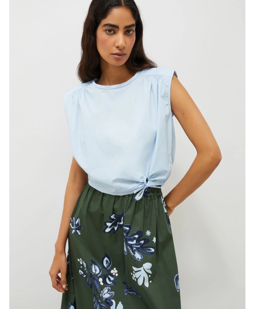 Stretch cotton blouse - Light blue