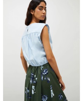 Stretch cotton blouse - Light blue