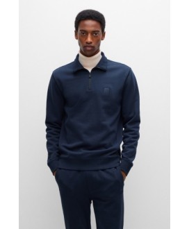 Boss Zip-neck sweatshirt in cotton terry with...