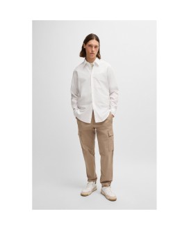 Boss Regular-fit shirt in cotton poplin