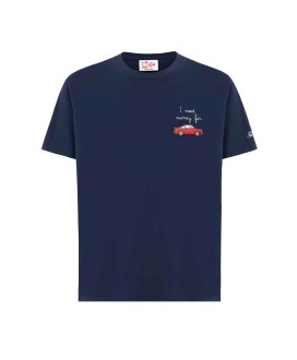 Cotton T-shirt with 'I need money for car' embroidery