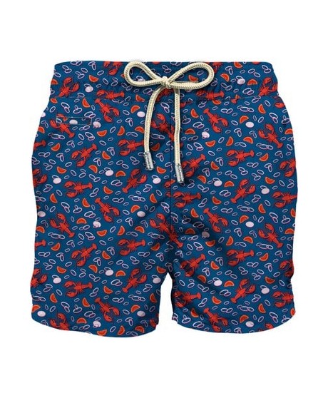 Lightweight fabric swim shorts Lighting with lobster print