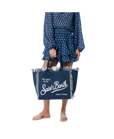 Indigo cotton canvas Vanity tote bag