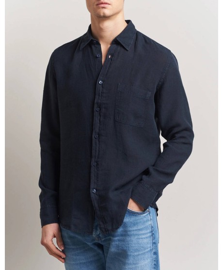 Boss Linen Shirt Navy Blue