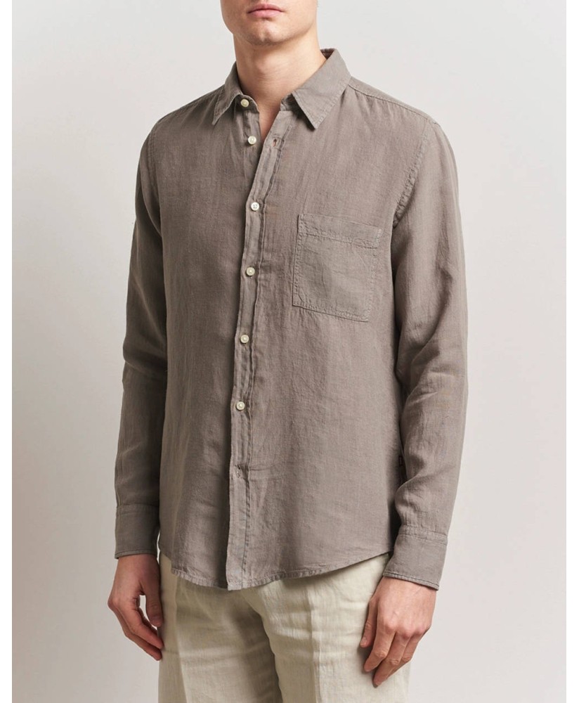 Boss Linen Shirt Brown