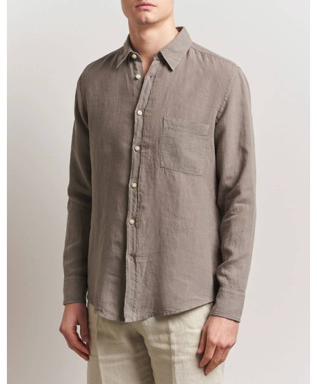 Boss Linen Shirt Brown