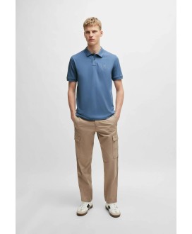 Boss Slim-fit stretch-cotton polo shirt with logo patch